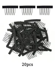 Wig Clips & Comb Set - 6-Tooth Steel Base with Cloth Tape for Securing Wigs, Metal Teeth & Cloth Wig Comb for Making Wigs and Hairpieces, Hair Accessories