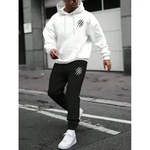 KZZ men's sports pants and hoodie 2-piece set, fashionable casual sports running set, unique Wolf claw set christmas gifts for him