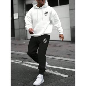 [Holiday Haul]KZZ men's sports pants and hoodie 2-piece set, fashionable casual sports running set, unique Wolf claw set christmas gifts for him