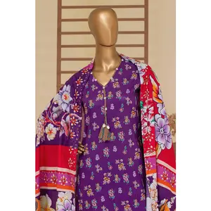 Majestic Purple 3-Piece Stitched Printed Cambric Cotton Set