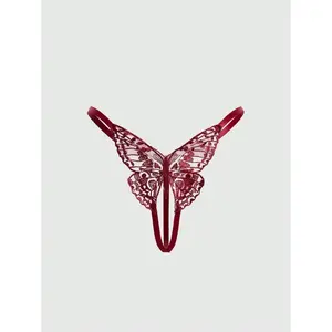 Goth Water-Soluble Lace 3D Butterfly Open-Crotch Sexy G-String