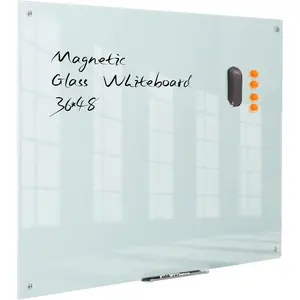 Dry Erase Board - Frameless Glass White Board 48 x 36 Inches, Wall Mounted for Office,  & School