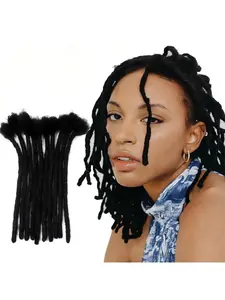 Loc Extensions Human Hair, 10-100 Strands Permanent Dreadlock Extensions Human Hair 0.6cm Width 100% Full Handmade Dreads Can Be Dyed and Bleached(black,4-16 inch )