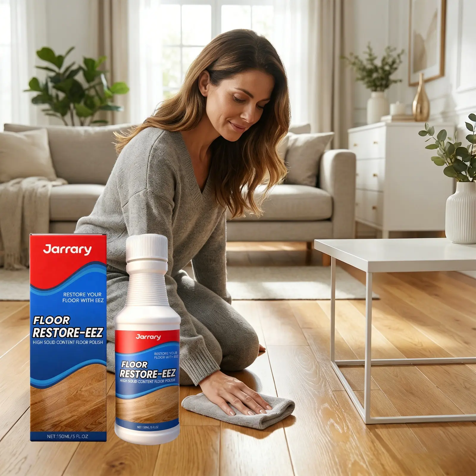 Jarrary Wood Floor Polish Conditioner, Gentle Daily Hardwood Care, Scratch Restoration & Gloss Enhancer for Household Wooden Floors
