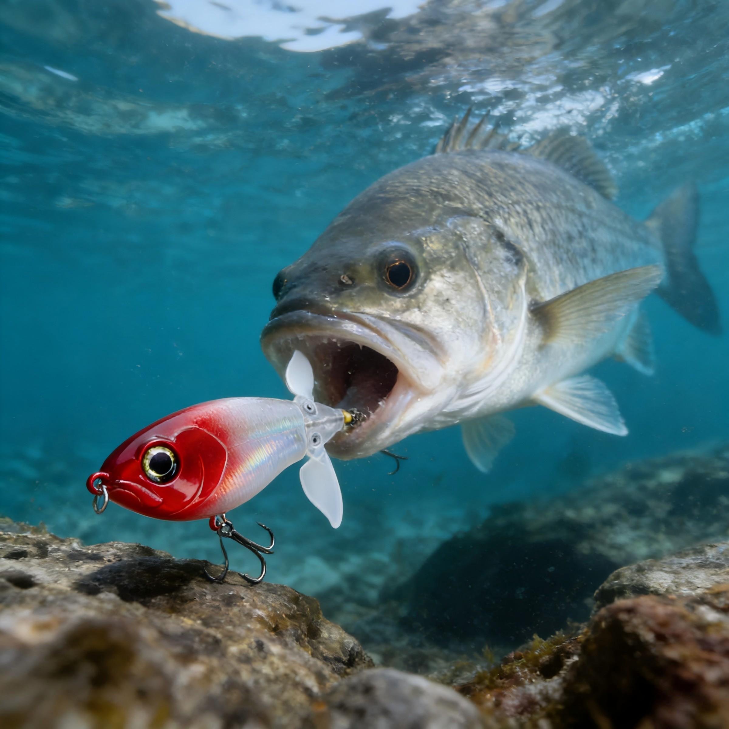 Top Water Fishing Lures with Hooks Double-Blade Design for Bass Catfish Pike Floating Lures Surface Wobble PoPobait Bass Baits Fishing Gifts for Men