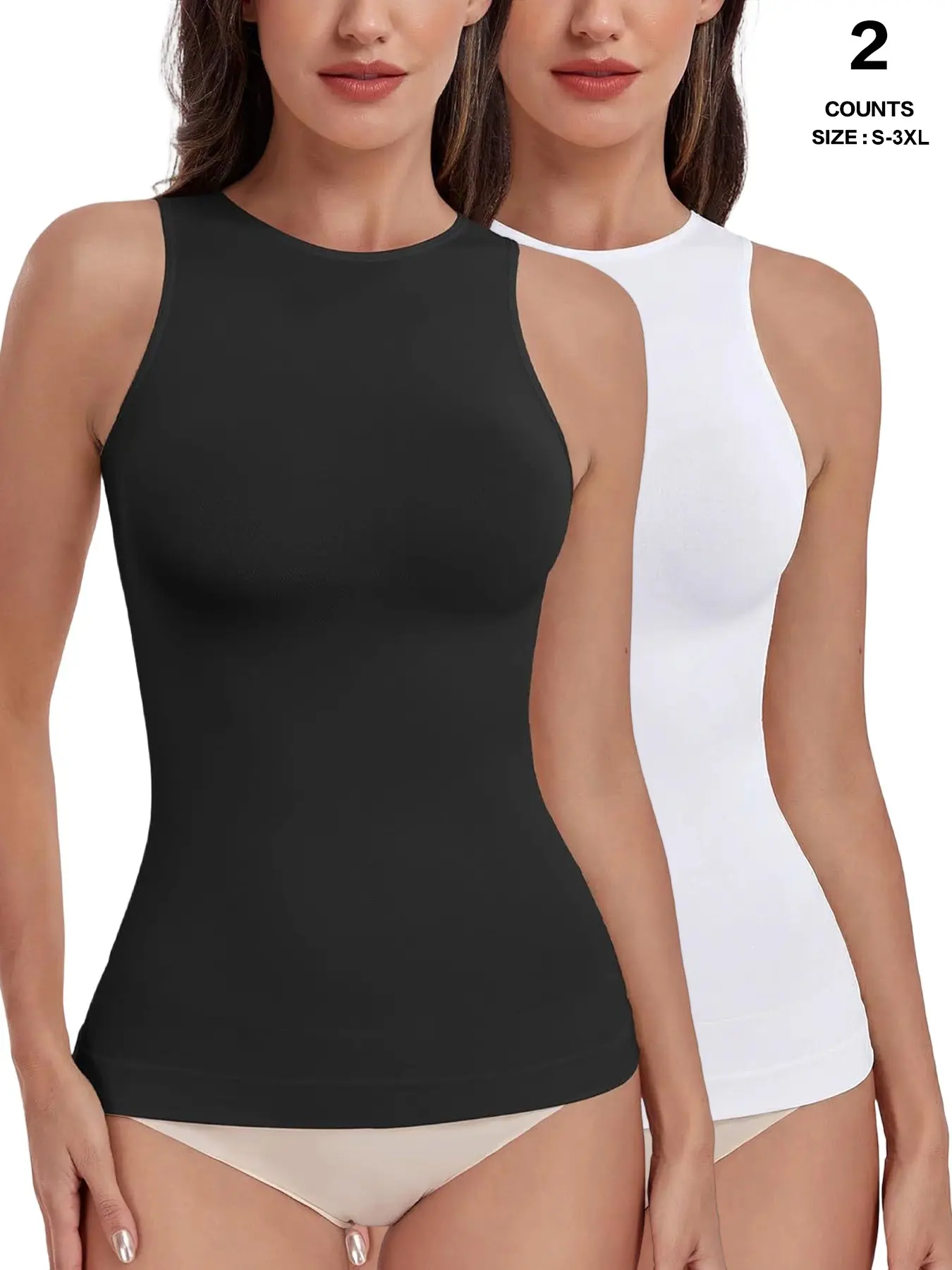Women Shapewear Tummy Control Tank Tops Seamless Smooth Compression Tops Body Shaper Camisole Underwear Minimalist Abdomen Shapewear
