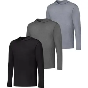Hanes Men's Hooded T-Shirt, 3-Pack, Cool Dri Long-Sleeve Tee for Men, Moisture-Wicking
