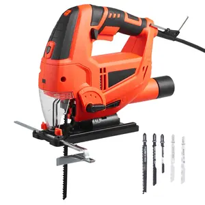Corded Jig Saw Electric Jigsaw 6.5 Amp 3000 SPM Variable Speed With LED Work Light Bevel 0-45 Degrees And Tool-Free Blade Change, 6-Piece Blade Set, Comfortable Soft Grip, Durable Aluminum Base For Wood Metal Plastic