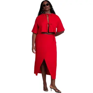 ELOQUII Women's Plus Size Linen Blend Wrap Skirt