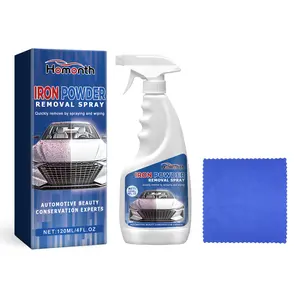 Homonth Iron Powder Removal Spray - Fast-Acting Rust & Brake Dust Remover for Car Wheels & Paint Detail (120ml, Includes Microfiber Towel)