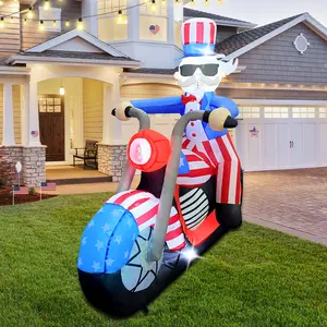 GOOSH 6 FT 4th of July Patriotic Inflatable Decorations Uncle Sam Blow Up Yard with LED Lights for Holiday Party Independence Day Memorial Day Decor