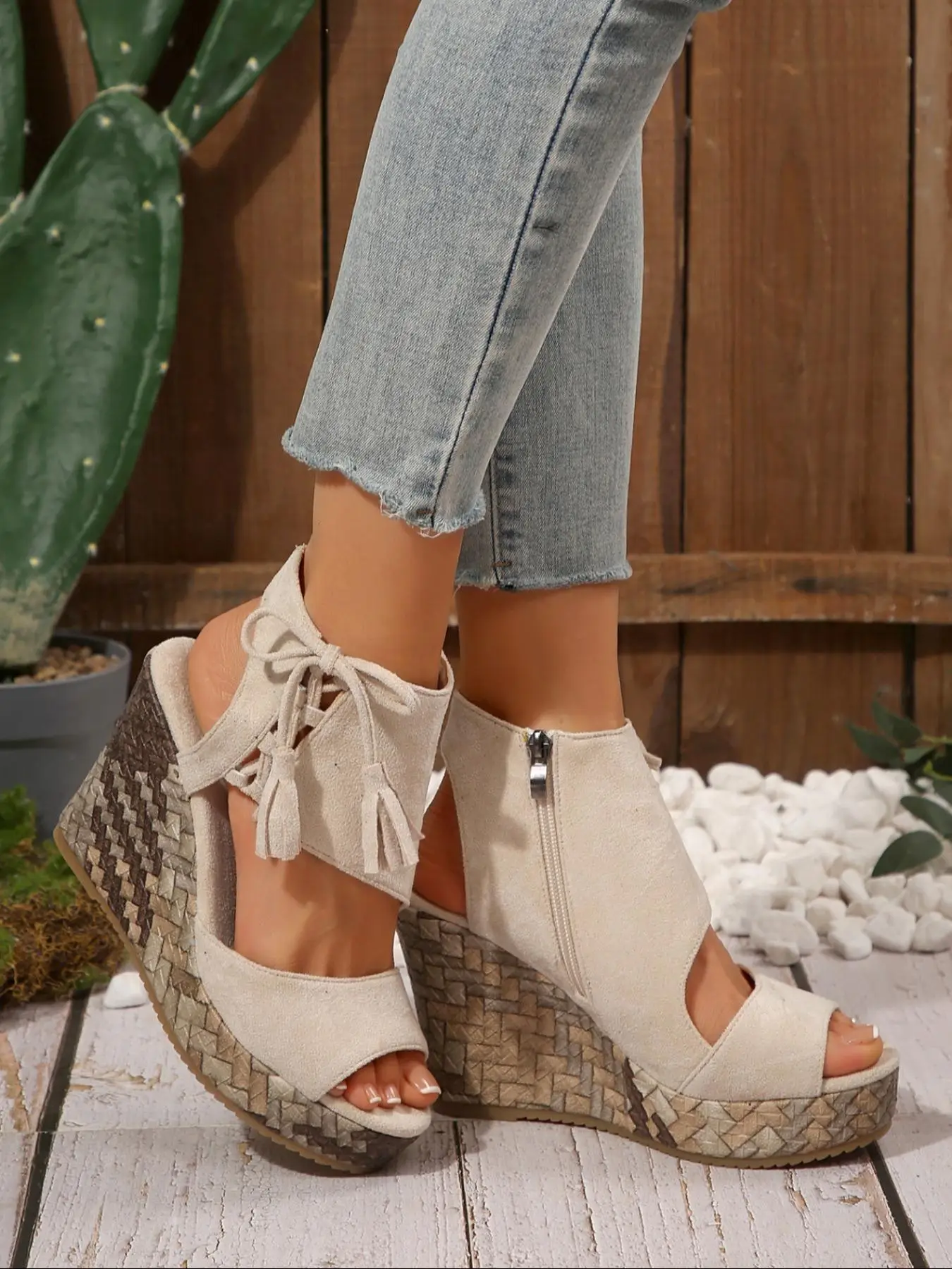 Women's Fashionable Plain Color Wedge Sandals, Casual Comfortable Platform Sandals for Summer, Female All-match Peep Toe Sandals for Daily Wear