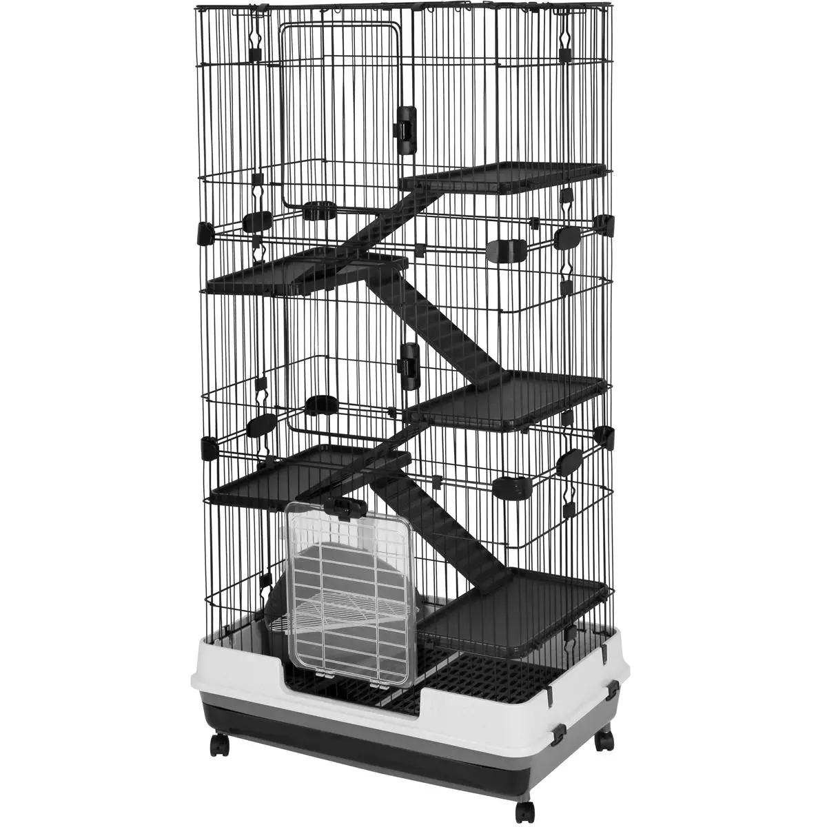 212 MAIN A-E Cage Nibbles Deluxe 6-Level Small Animal Habitat, 39x26x60 in, 57.76 lbs, Large Space Cage with Drop-Down Door/Ramp, Easy to Clean, 39 X 26 X 60 In