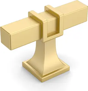 Amerdeco  Pack Brushed Gold Cabinet Knobs .Inch(mm) Single Hole Cabinet Handles Rectangle Dresser Knobs Drawer Knobs and Pulls for Bathroom Cabinets ZH