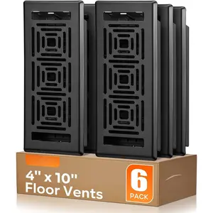 Floor Register 4x10, Heavy Duty Walkable Steel Floor Vent Covers, Easy Adjust Air Flow Direction Floor Registers, Black Floor Vents, Boston Design Air Vents for