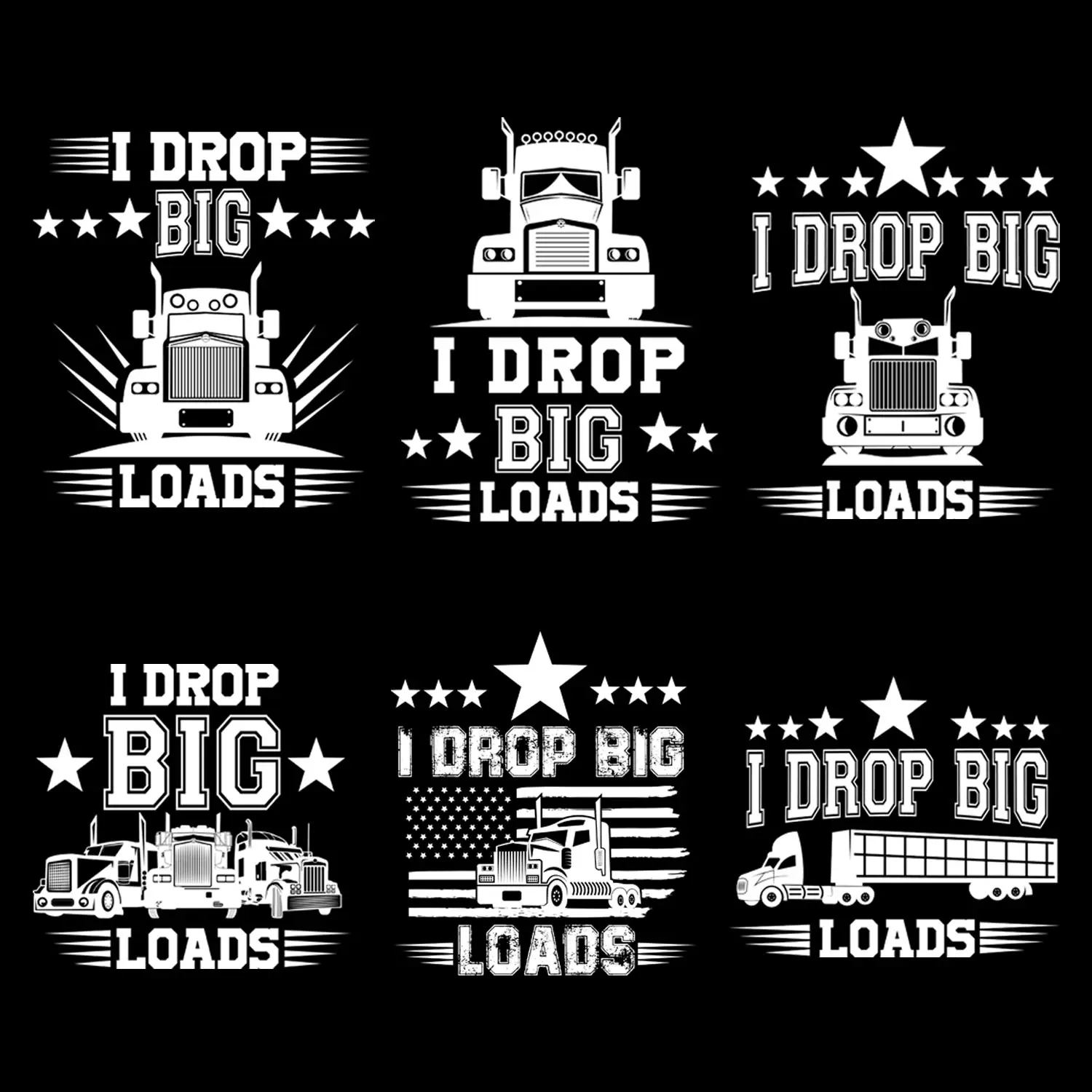 Truck & Letter Pattern Iron-on Heat Transfer Sticker, 6pcs/set DIY Heat Transfer Sticker For T-shirt & Clothing & Hat