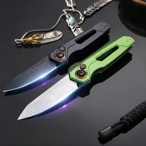 KS 7550 EDC Folding Pocket Tool - One-Hand Button Lock Reverse Tanto Edge Compact Durable for Camping Hiking Outdoor Adventures & Everyday Carry Perfect Gift for Men & Women Aircraft-Grade Aluminum Handle CPM154 Blade