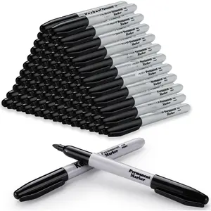 Black Permanent Markers Bulk of 100 Pack, Fine Point Permanent Marker Set, , Quick Drying, School & Office Supplies