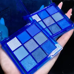 Blue Eyeshadow Palette, 9 Colors, Pearl Matte Finish, Waterproof and Easy to Apply, Perfect for Party and Daily Makeup