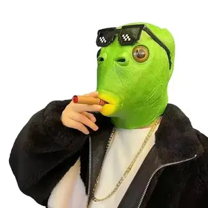 Green Fish Mask Funny Latex Full Head Realistic Masks Fancy Dress for Halloween Carnival Costume Party favor