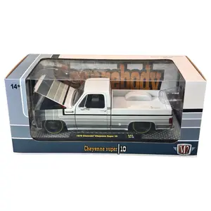 M2 Machines 1975 Chevrolet Cheyenne Super 10 1:24 Diecast Truck Squarebody White Silver