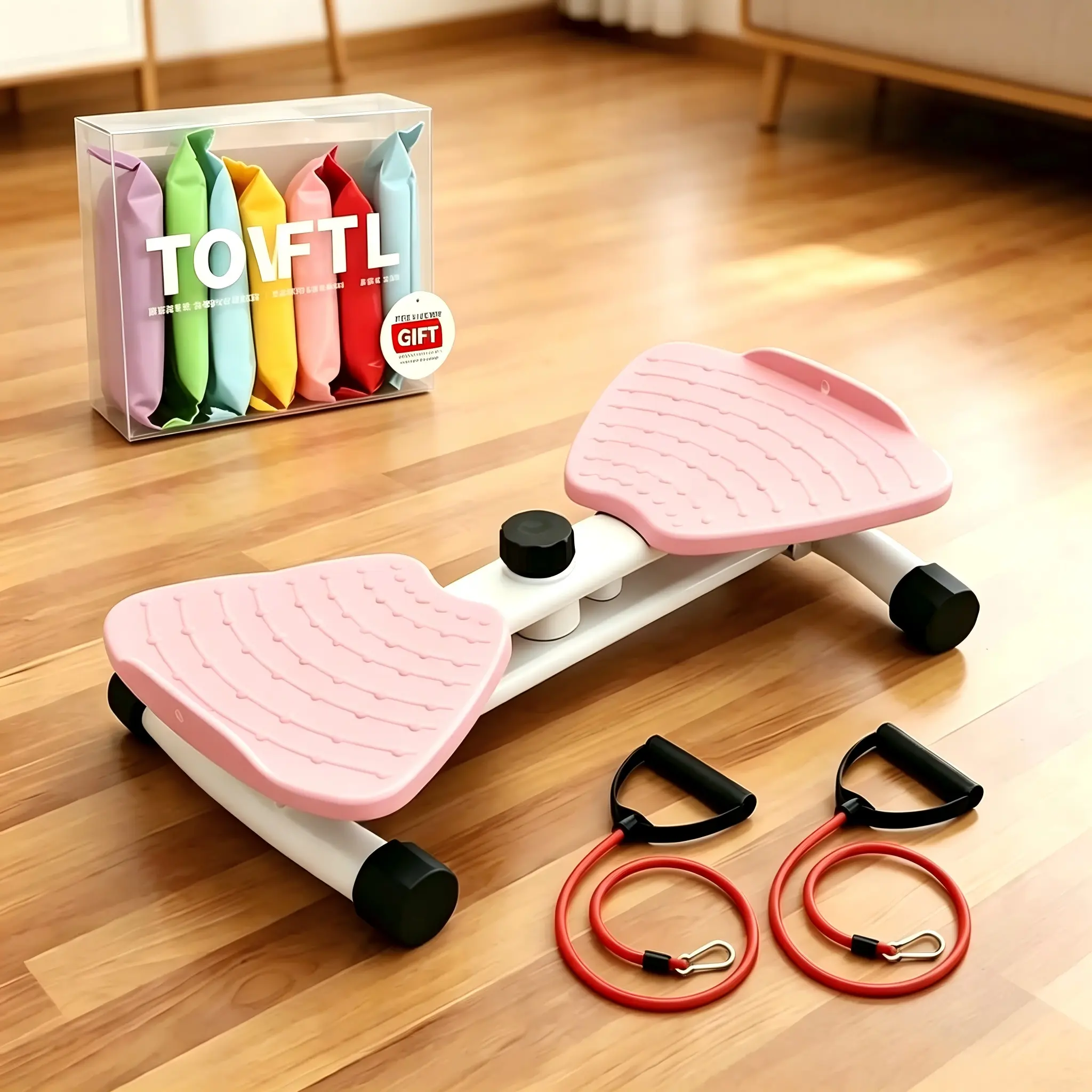 Pink Double Rotating Plate with Pull Ropes – Portable Household Twisting Disc for Home and Office, Fun Indoor Turning Board