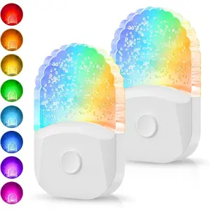 Night Lights Plug Into Wall [2 Pack], Color Changing Night Light for Kids, 8-Color RGB LED Nightlight with Dusk to Dawn Sensor for Bathroom Decor, Children Room, Gift