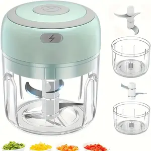 Electric Garlic Mincer Grinder, Cordless Mini Chopper with USB Rechargeable Function, Stainless Steel Blade, 250ML Portable Food Processor, Rotary Food Chopper, Vegetable Food Chopper