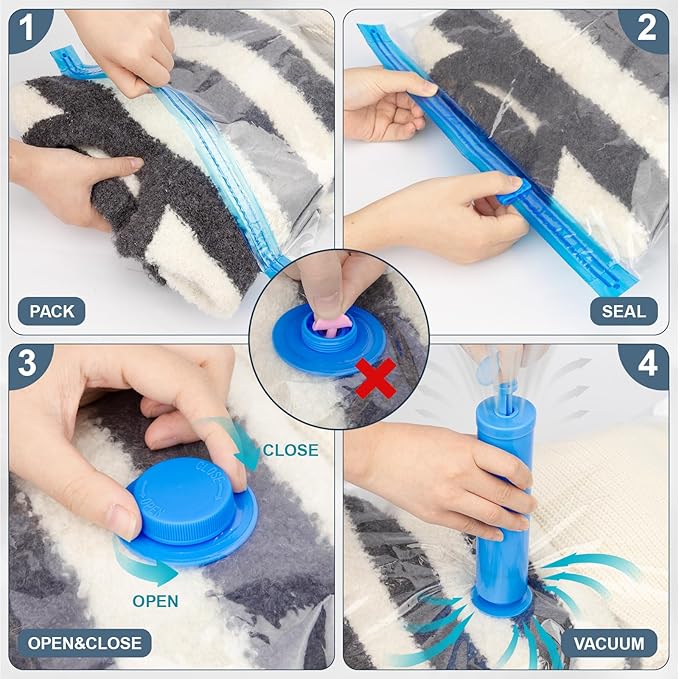 [2026 Upgraded] X7 Cordless Vacuum Storage Bags with Rechargeable Pump, 9&5 Packs, Waterproof Reusable Compression Bags, 140L/min Powerful Suction, Ideal for Carry-On Luggage, Mother’s Day Gift