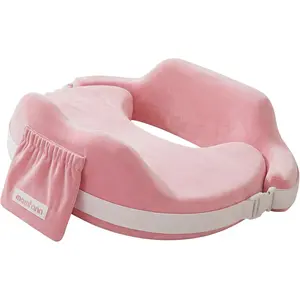 MOMFANN Nursing Pillow for Breastfeeding, 60D Firm Memory Foam, Ergonomic Lumbar Support & Safety Fence, Wider Cushion for Back Pain Relief, Adjustable Strap, Removable Machine Washable Cover - Pink