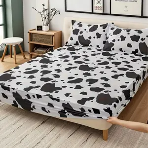 Soft Cow Bed Sheet Set Without Pillowcase, Warm Skin-Friendly Bedding for All Seasons, Dorm Room Printed Flat Sheets, Bedsheet Sets