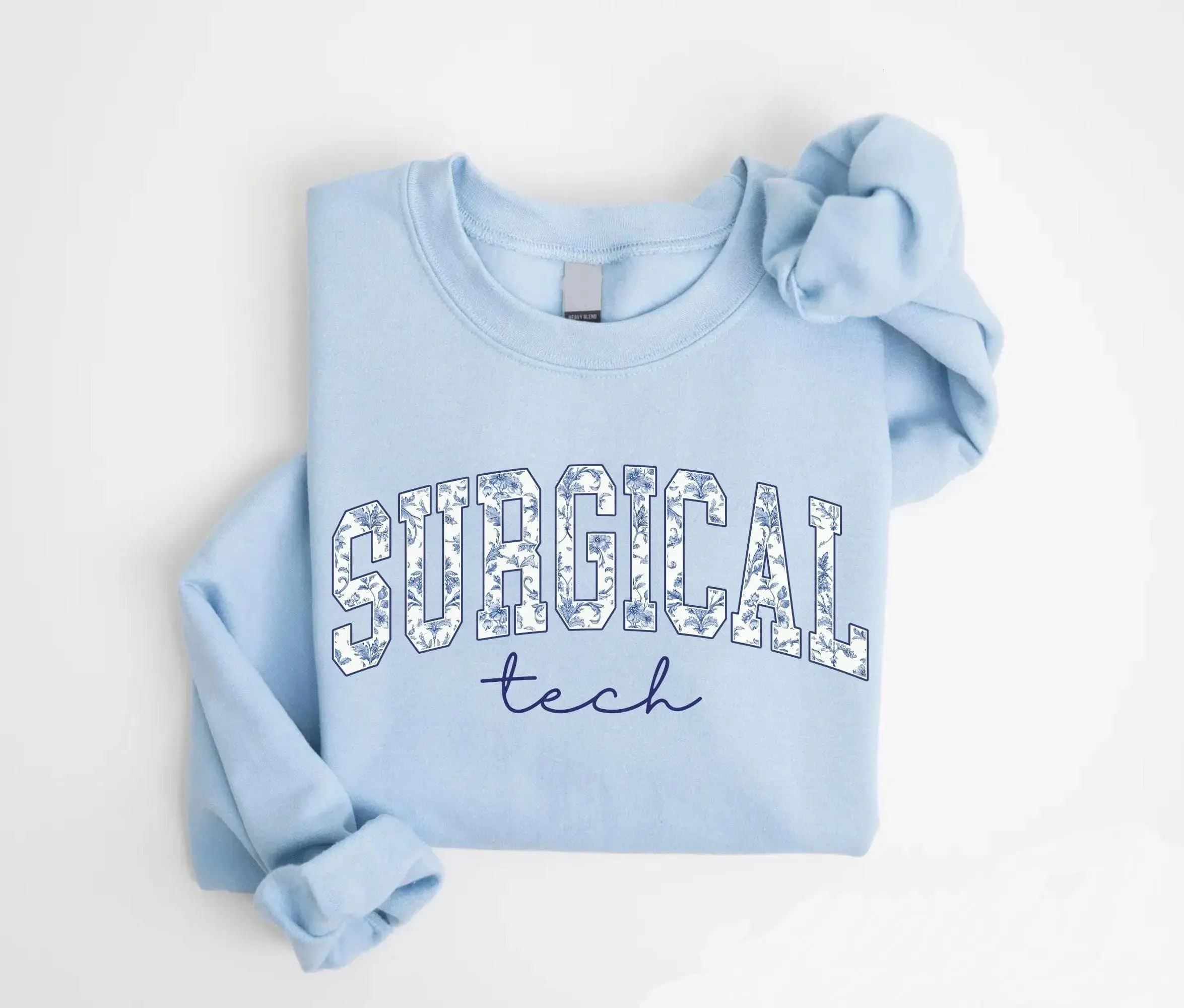 Surgical Tech T-Shirt, Sweatshirt & Hoodie, Floral Surgical Tech Crewneck, Scrub Tech Gift, Surgery Technician, OR Tech Apparel