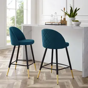 Modway Cordial Fabric Counter Stools - Set of 2 in Azure