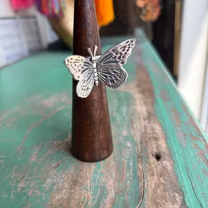 Sterling Silver Flying Butterfly Adjustable Ring