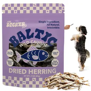 THE LICKER STORE Gluten and Grain-Free Omega-3 Single Ingredient Crunchy Dried Baltic Herring for Dogs and Cats