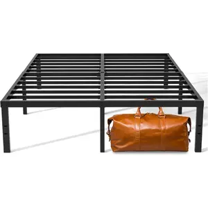 16 Inch Full Bed Frame, Metal Platform Bed Frame with Steel Slats, Storage Space Under Frame, Easy to Assemble, No Box Spring Needed