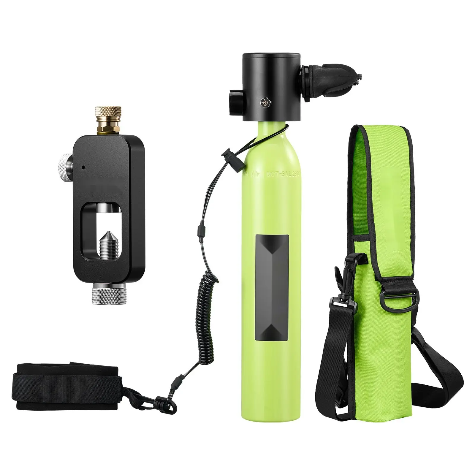 Compact 0.5L Mini Scuba Tank for Portable Underwater Breathing, Reusable Lung Diving Cylinder Up to 10 Minutes Dive Time, Emergency Rescue Pony Bottle with Refill Adapter for Snorkeling, Free Diving and Training