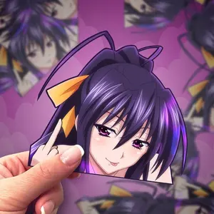 DxD Middle Finger Sticker, Waterproof Anime Peeker Stickers - Durable Vinyl Decals for Cars, Laptops, Water Bottles