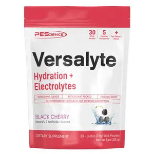 PEScience Versalyte Electrolytes Powder Stick Packs for Hydration and Replenishment with 5 Premium Electrolytes and Tart Cherry Flavor 30 Packets - Antioxidant