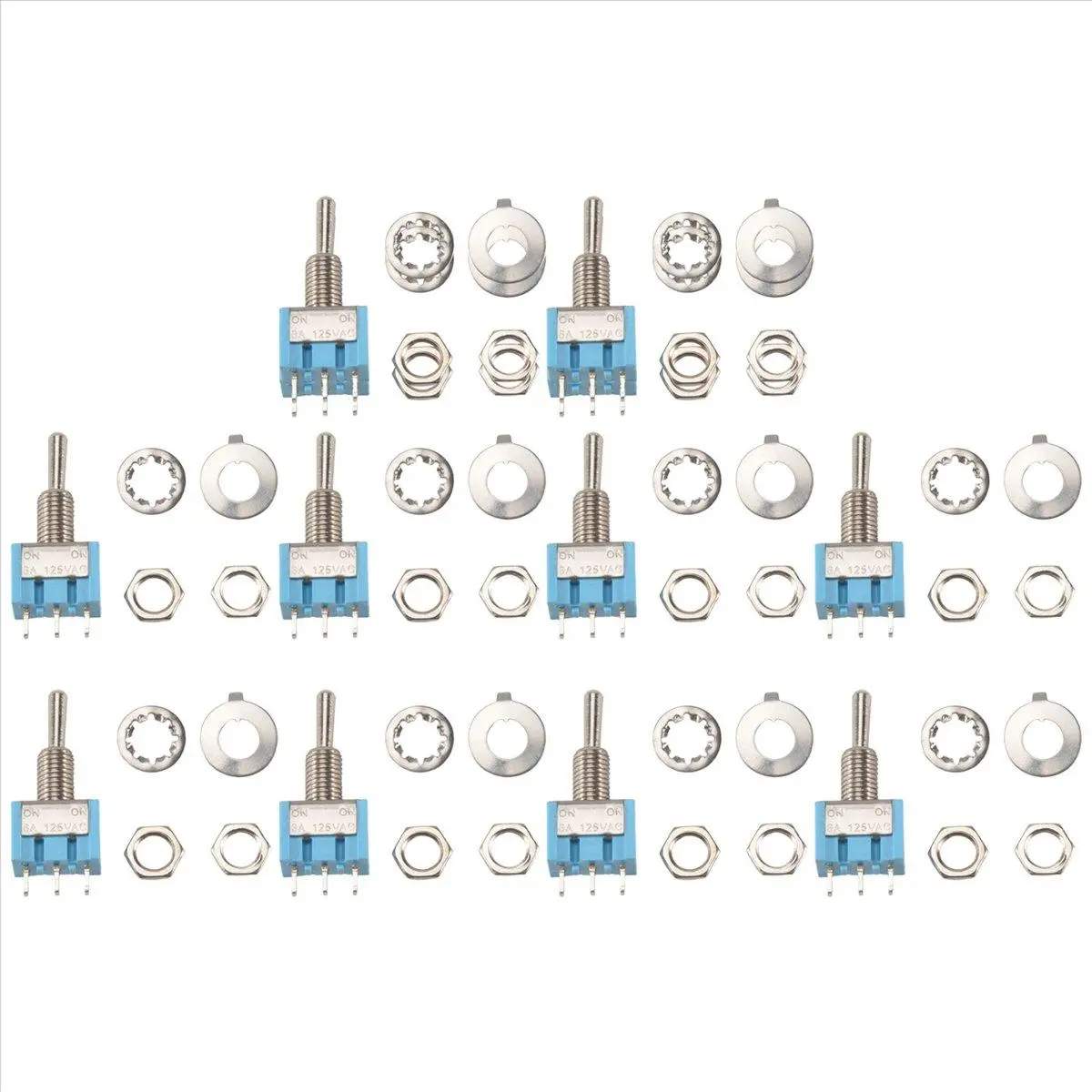 10Pcs SPDT Mini Toggle Switch 3-Pin 2 Position ON/ON Miniature Toggle Switch 6A 125V AC Toggle Switch MTS-102