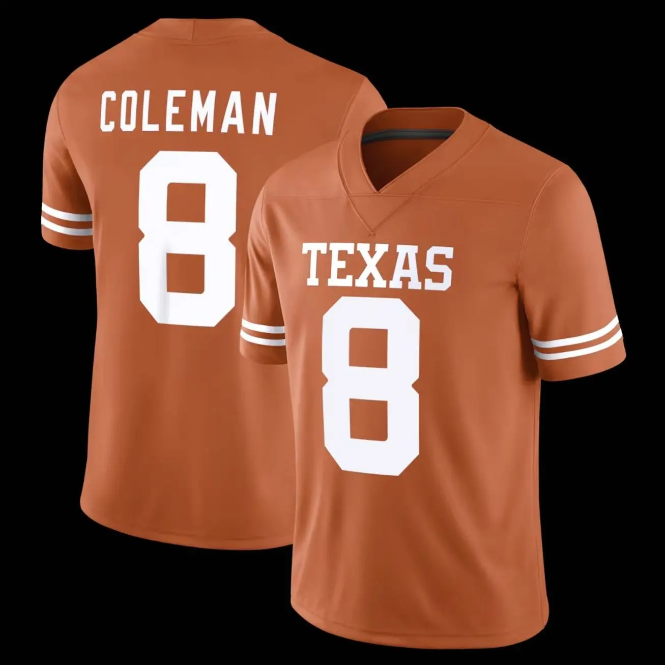 Unisex Football 8 Coleman Texas Longhorns Team Game Football Jersey - Texas Orange