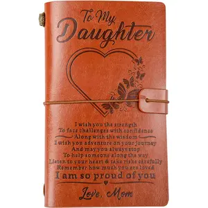 KAAYEE Daughter Gift from Mom, to My Daughter 140 Page Refillable Leather Journal, Graduation Back to School Gift for Adult Daughter Mothers Day Christmas Birthday Gifts