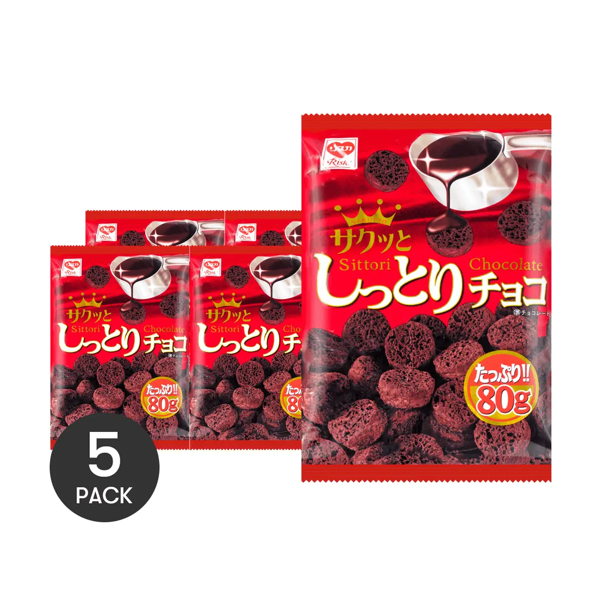 5Packs RISKA Japanese Corn Crisps - Chocolate Flavor, 80g Each - Extra Value Snack 5Packs RISKA Japanese Corn Crisps - Chocolate Flavor, 80g Each - Extra Value Snack