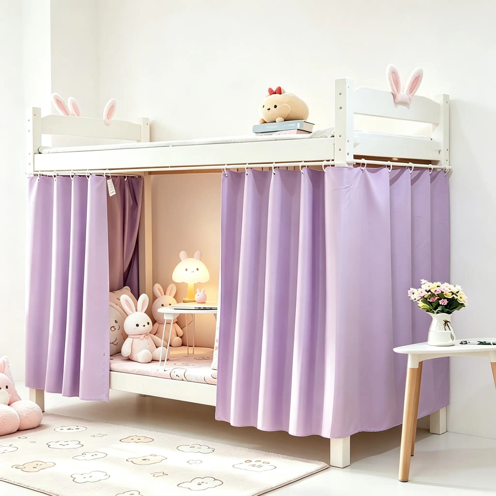 Polyester Privacy Curtain - Rectangle Bunk Bed Mosquito Net, Solid Heavy Textile Bedding Accessory, Insect Prevention, Breathable, Durable, Light-Blocking for Student Rooms
