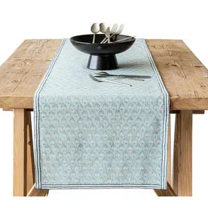 over&back Hand-Blocked Printed Cotton Table Run ner