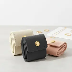 3PCS Mini Travel Jewelry Bag 2025 New Portable Foldable Faux Suede Organizer with Buckle for Earrings Rings Necklaces Ideal for Travel