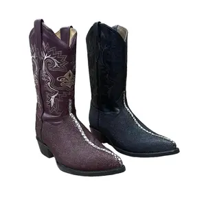 Men’s Cowboy Boots – Western Pointed Toe | Print Leather Stingray Pattern Est.099 Mantarraya
