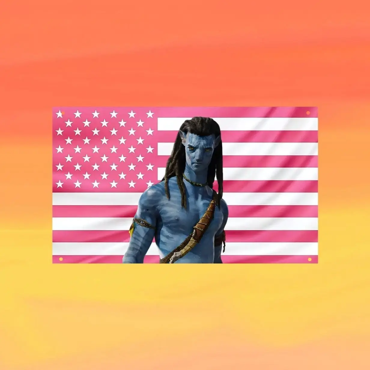 Jake Sully Pink US Wall Tapestry Flag, Avatar Wall Art, Fantasy Bedroom Decor, Movie Fan Banner