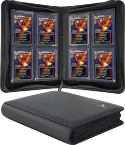 Toploader Binder with 4-Pocket Pages, Holds 128+ Toploaders, Double-Sided Storage Case for Trading Cards in 3 x 4" Toploaders