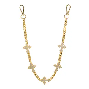 9mm Cuban Cross Pant Chain – Gold / Silver / Black Tone Chain